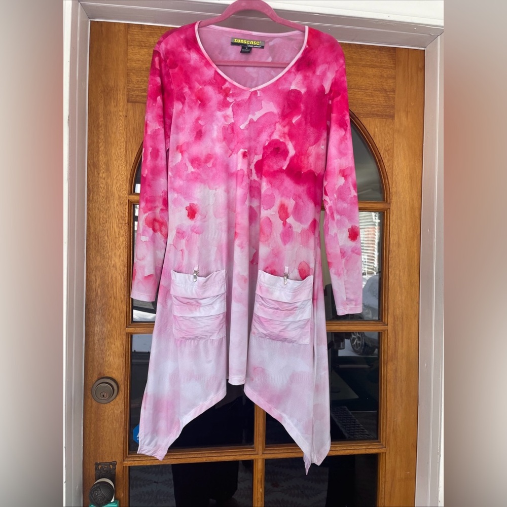 Jamie Sadock Sunsense Women’s Golf Dress/Tunic Pink Petal Pattern Size Medium